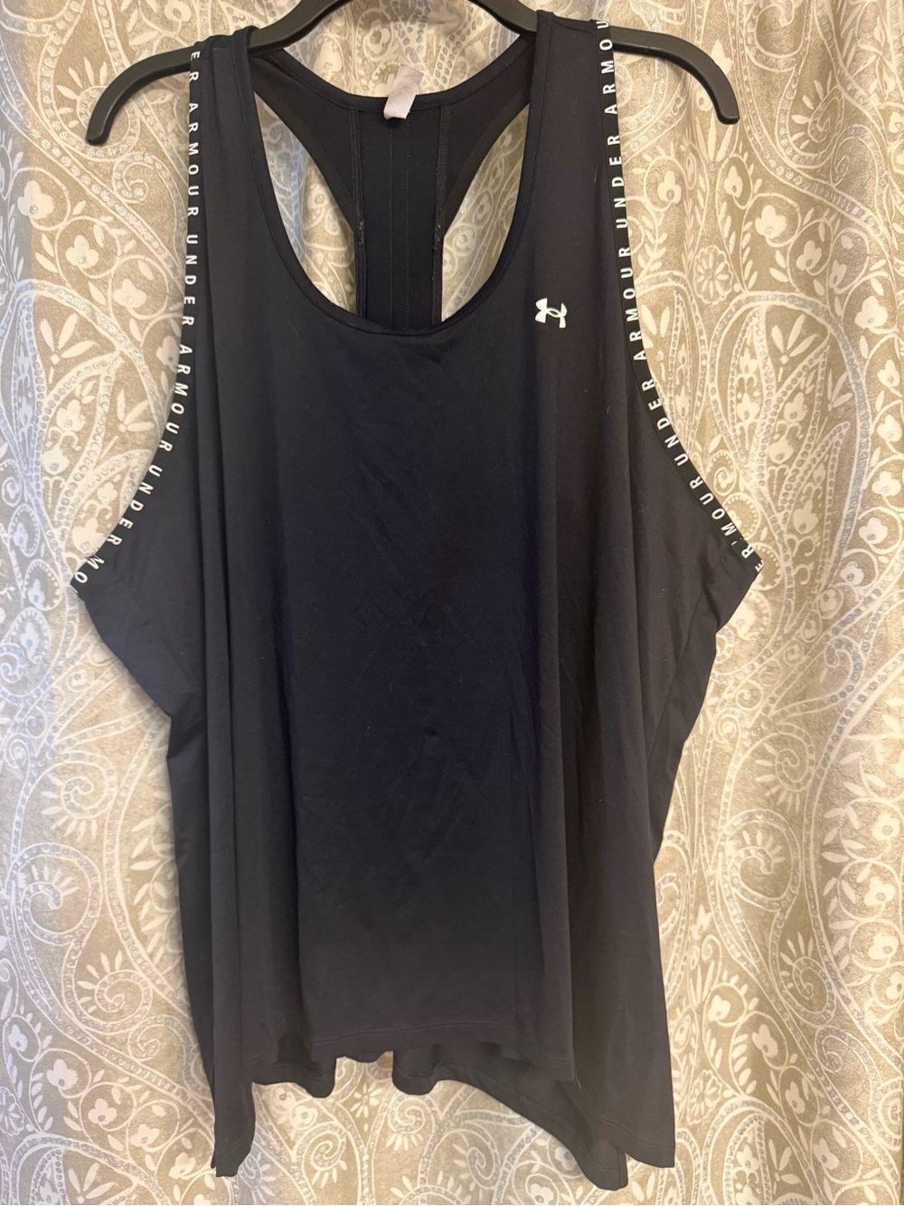 Under Armour Black Racerback Tank Top with Logo Trim